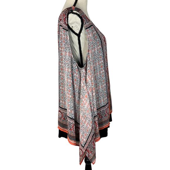 AGB 3X-Large Top Floral Flyaway Overlay Stretch Sleeveless Scoop Neck Pink Multi - Picture 5 of 10